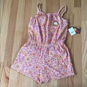 Nickelodeon Romper Girls Small Pink Floral Print Garfield Cat Summer NWT